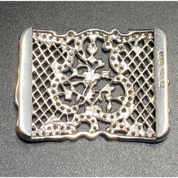 Joseph Esposito 925 Espo Cz Belt Buckle Floral Motif Designer Signed - Picture 3 of 7